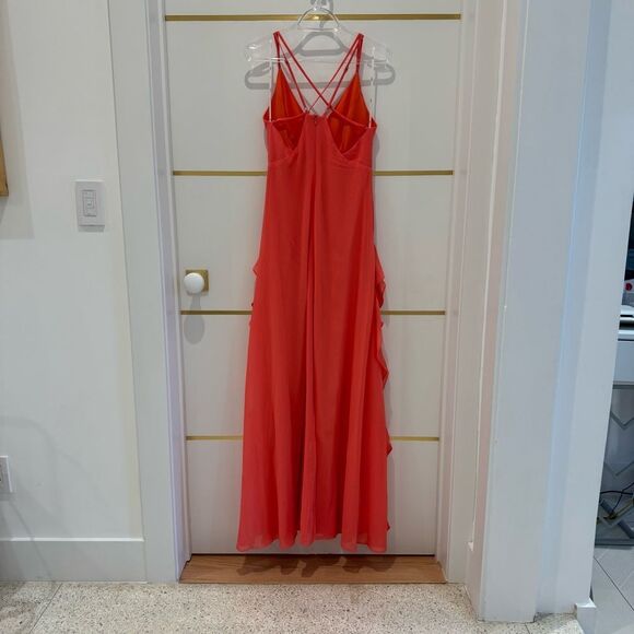 LULU’S coral high low ruffle long maxi dress small - Picture 6 of 11